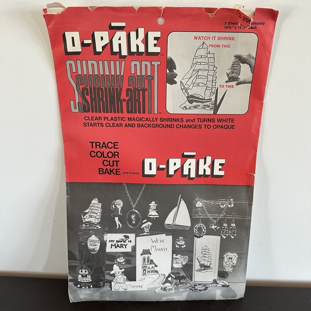 New VTG Shrink Art Shrinky Plastic Crafts Artis Incorporated Original O-Pake‎